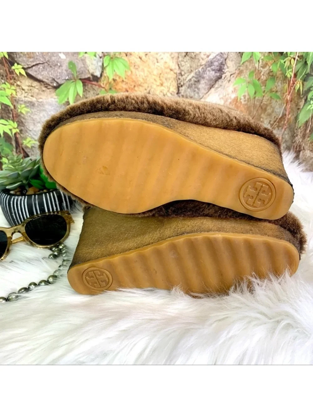TORY BURCH Cozy Winter Warm Cocoa Brown Kiki Shearling Sherpa Boots, 9M